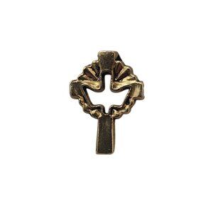 Gold Tone Holy Spirit Dove Cross Lapel Pin Christian Symbol Brooch
